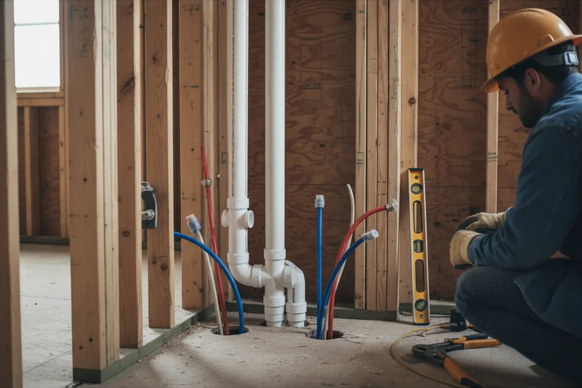 Drain and supply rough-in during Toilet Repair and Installation in Wampsville