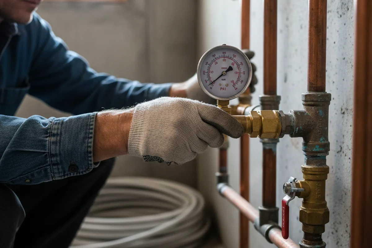 Pressure testing a repaired line during Water Line Repair in Wampsville